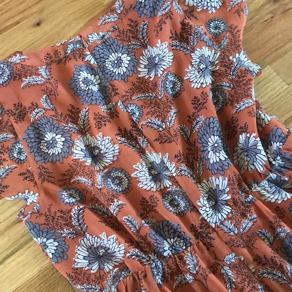 Madewell Button Front Midi Dress Gathered Blooms Sheer Puff Romantic Floral - Picture 12 of 15